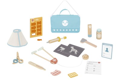 Ξύλινο Σετ Βαλιτσάκι Κτηνιάτρου Παστέλ