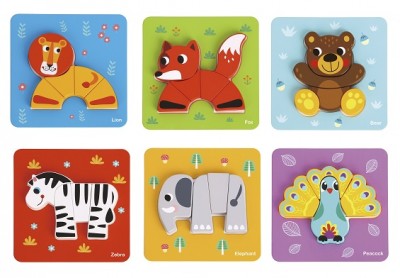 Ξύλινο Παζλ Ζώα 6 σε 1